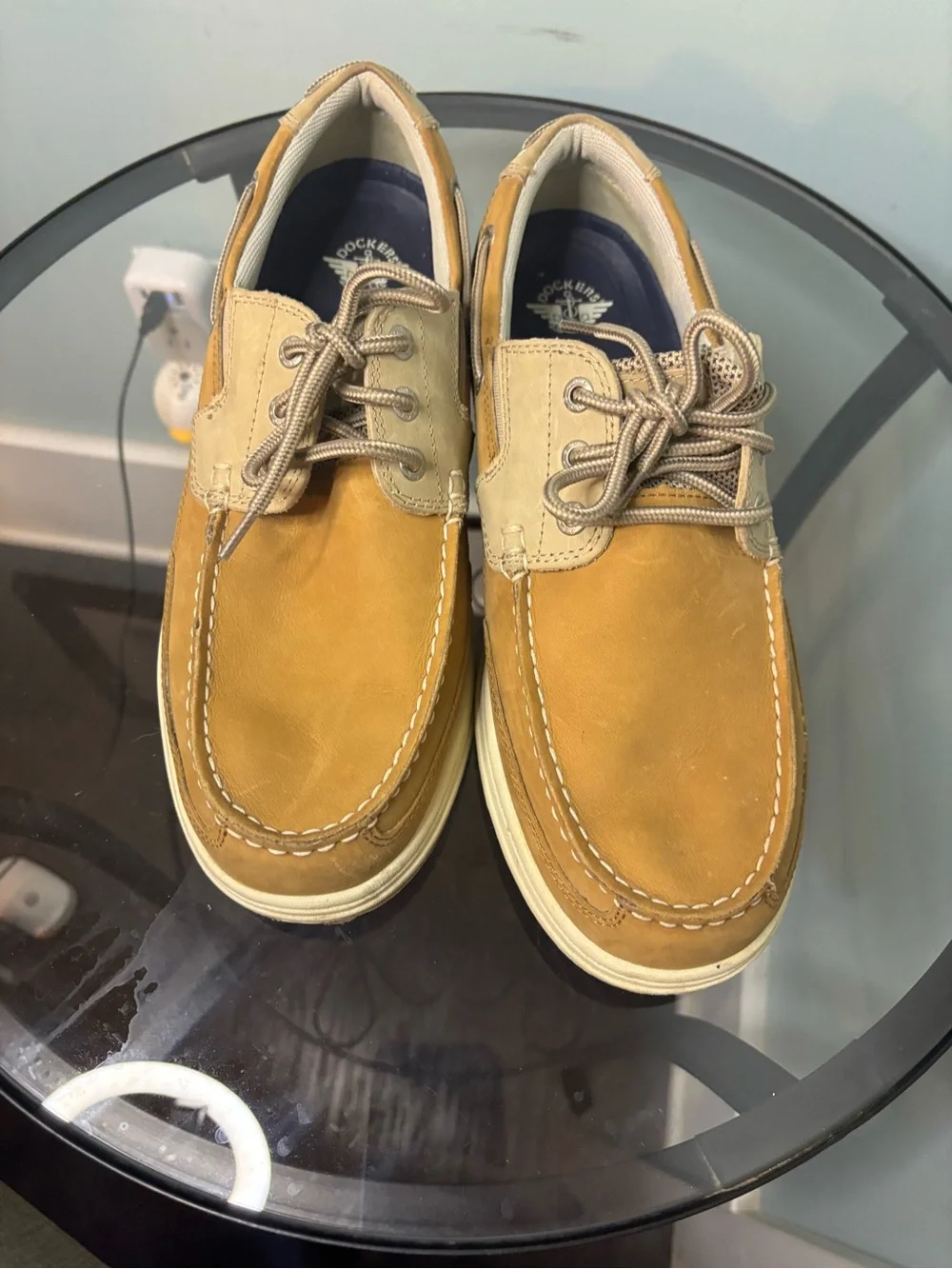 Dockers Men’s 10.5W Leather Boat Shoes Tan Brown Casual Deck Shoes 90-38E12
